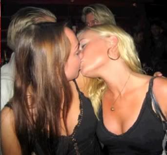 Girls kissing bar